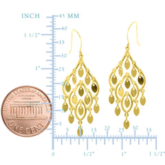 10k Yellow Gold Fancy Chandelier Drop Earrings With French Wire Clasp fine designer jewelry for men and women