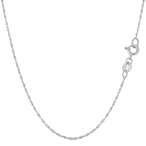 10k White Gold Rope Chain Necklace, 0.6mm