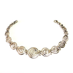 Sterling Silver Rhodium Plated Greek Spiral Key Bracelet, 7.5" fine designer jewelry for men and women