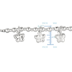 Baby Bangle Bracelet With Dangling Butterfly Charms In Sterling Silver - 5.5 Inch