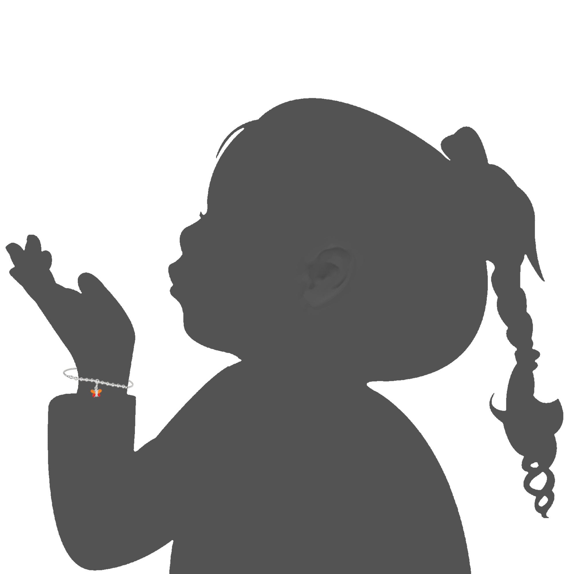 Baby Bangle Bracelet With Dangling Enameled Butterfly Charm In Sterling Silver - 5.5 Inch