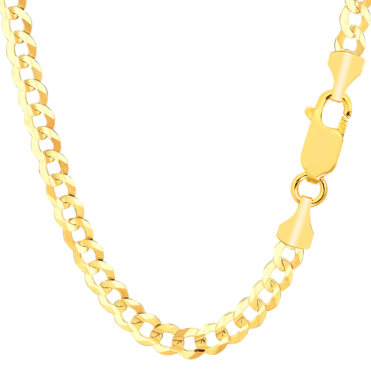14k Yellow Solid Gold Comfort Curb Chain Bracelet, 5.7mm, 8.5" fine designer jewelry for men and women