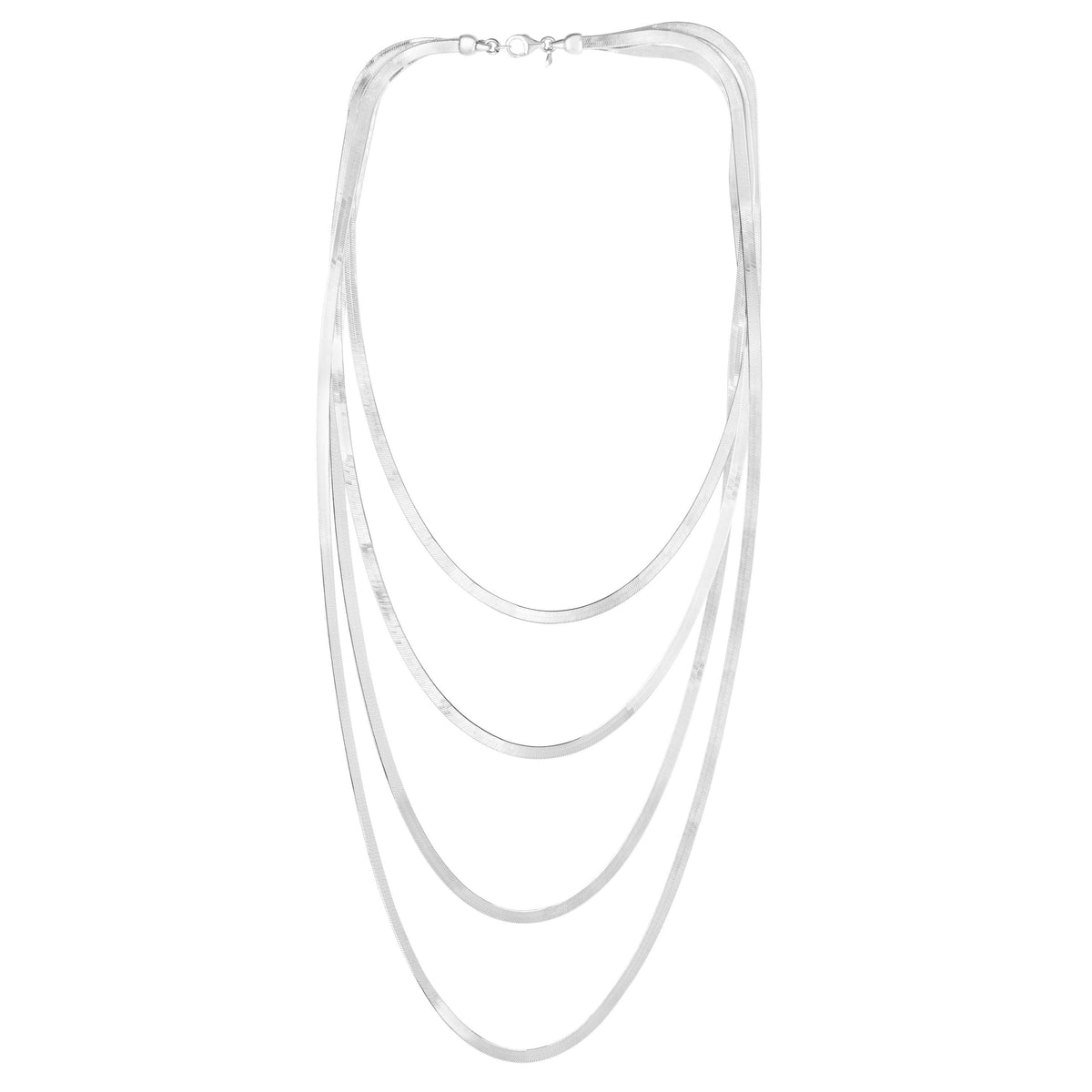 Sterling Silver Multi Strand Herringbone Necklace, 18" fine designer jewelry for men and women
