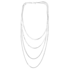 Sterling Silver Multi Strand Herringbone Necklace, 18" fine designer jewelry for men and women