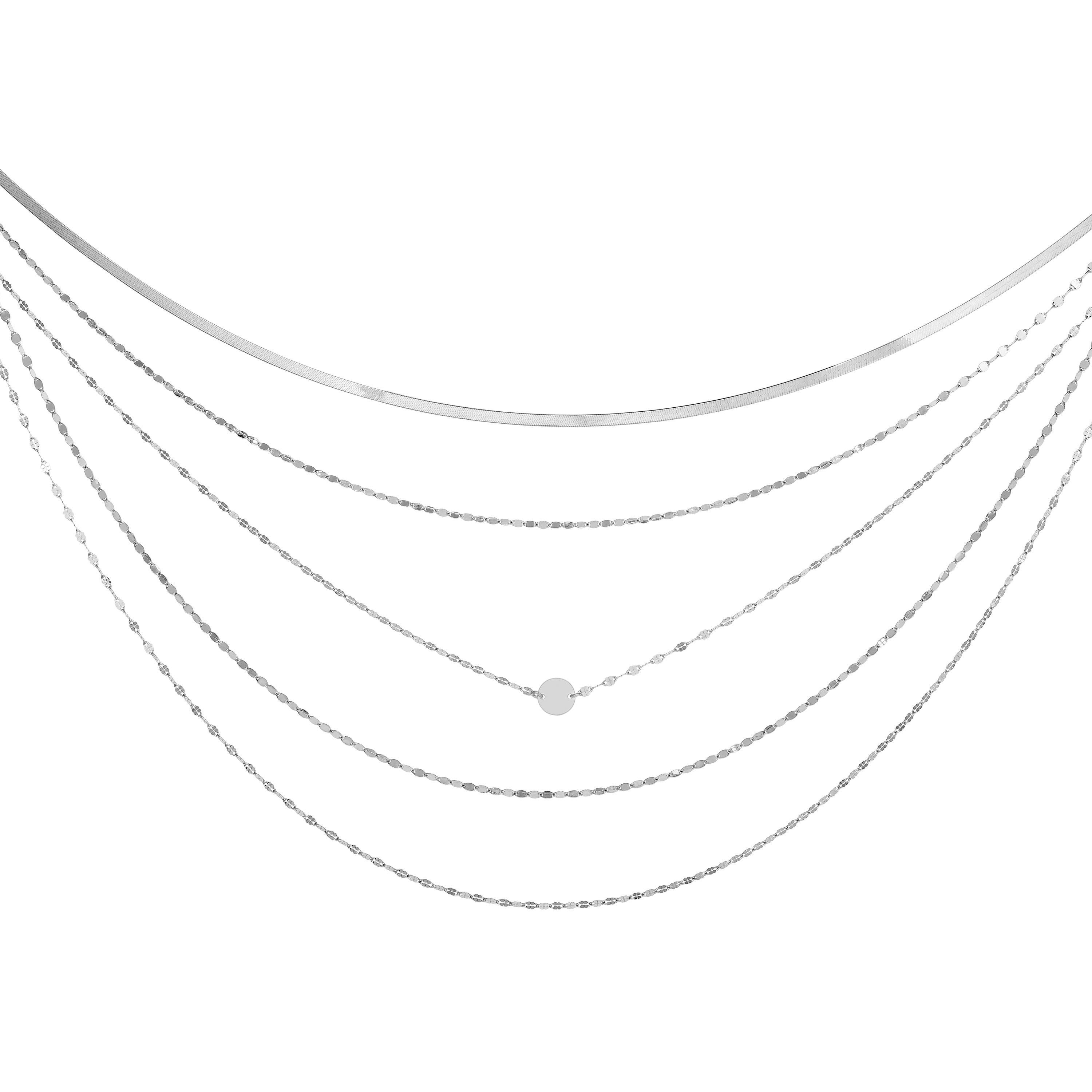 Sterling Silver Multi Strand Herringbone Necklace, 18" fine designer jewelry for men and women