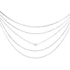 Sterling Silver Multi Strand Herringbone Necklace, 18" fine designer jewelry for men and women