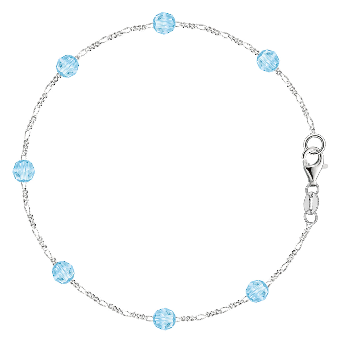 Blue Synthetic Resin Bead Chain Anklet In Sterling Silver fine designer jewelry for men and women
