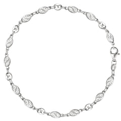 Mixed Filigree And Mariner Link Chain Anklet In Sterling Silver