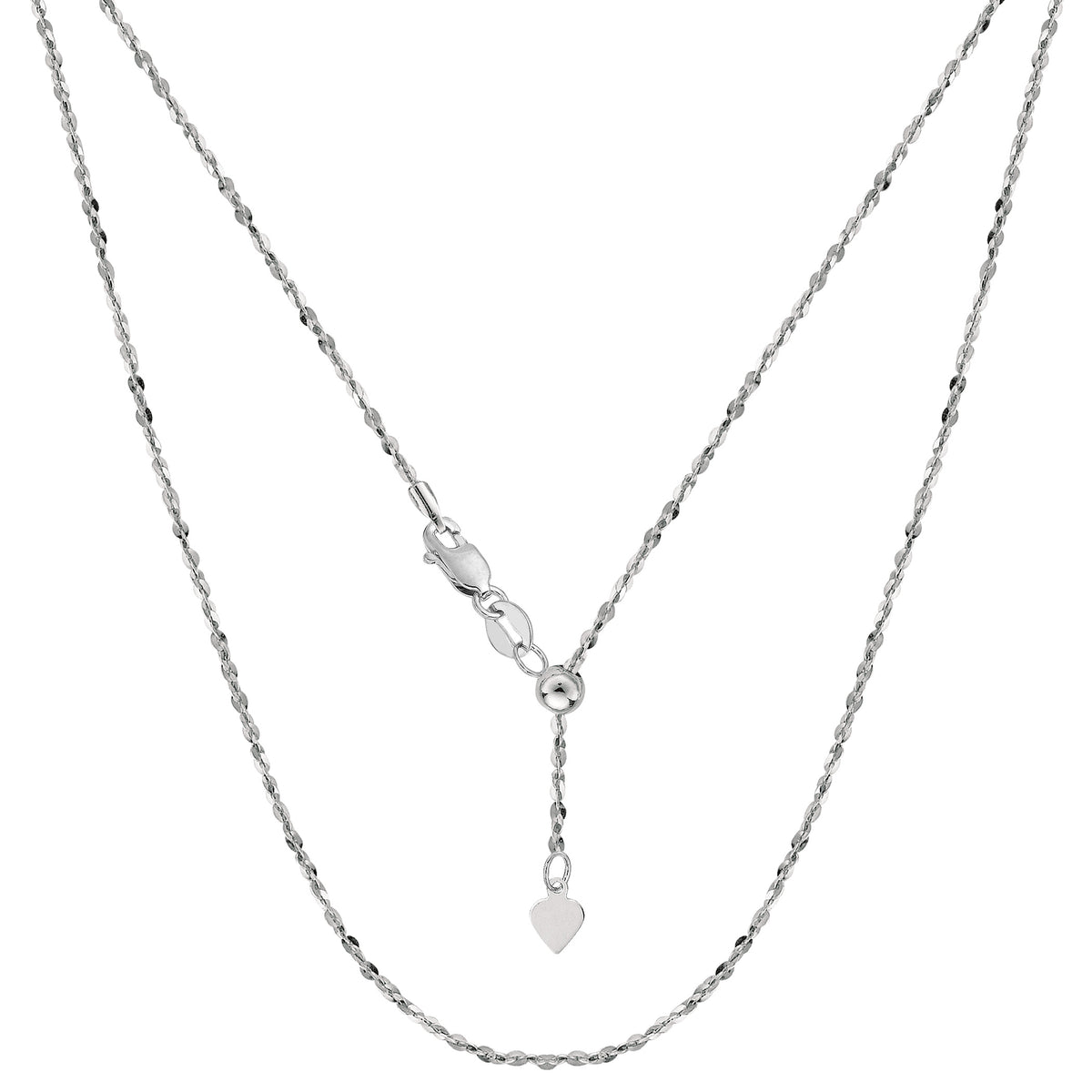 Sterling Silver Rhodium Plated Sliding Adjustable Piatto Chain, 22" fine designer jewelry for men and women