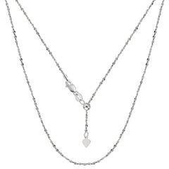 Sterling Silver Rhodium Plated Sliding Adjustable Piatto Chain, 22" fine designer jewelry for men and women