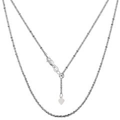 Sterling Silver Rhodium Plated 22" Sliding Adjustable Sparkle Chain Necklace, 1.5mm fine designer jewelry for men and women