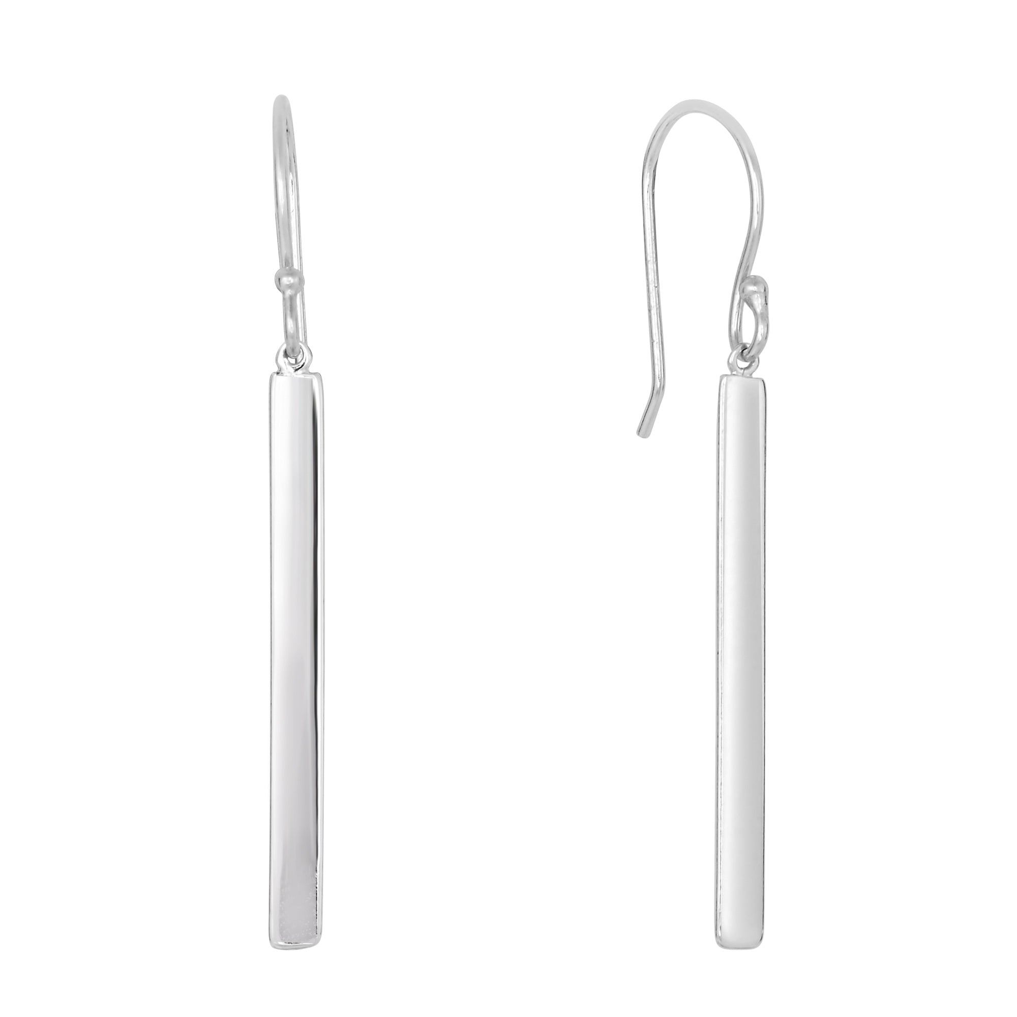 Sterling Silver Bar Style Drop Earrings With Euro Wire Clasp fine designer jewelry for men and women