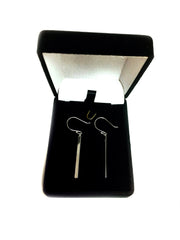 Sterling Silver Bar Style Drop Earrings With Euro Wire Clasp fine designer jewelry for men and women