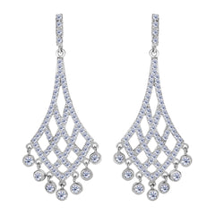 Sterling Silver And Cubic Zirconia Shaped Chandelier Drop Earrings fine designer jewelry for men and women