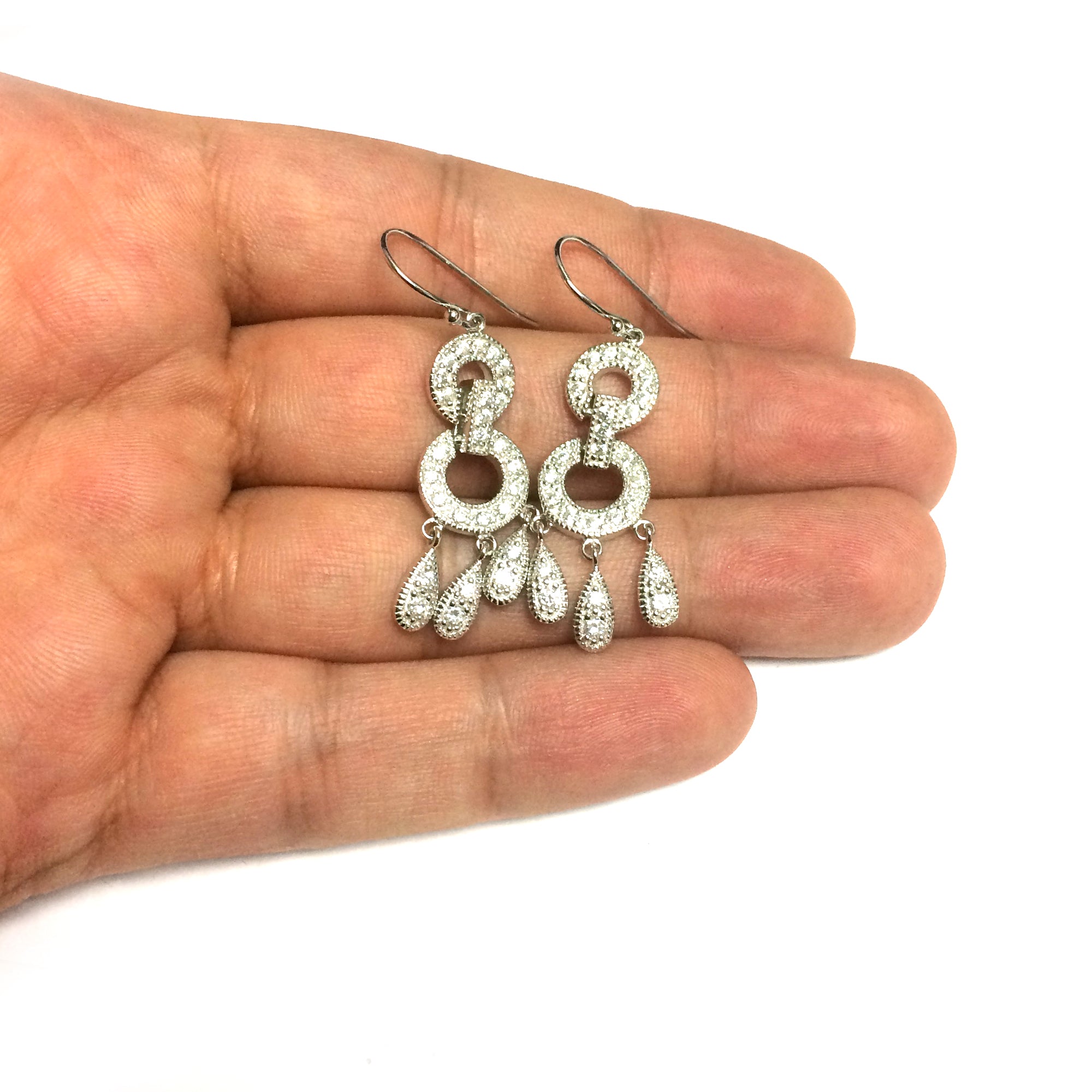 Sterling Silver And Cubic Zirconia Chandelier Drop Earrings
