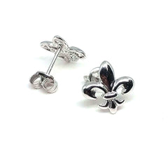 Sterling Silver Fleur De Lis Stud Earrings fine designer jewelry for men and women