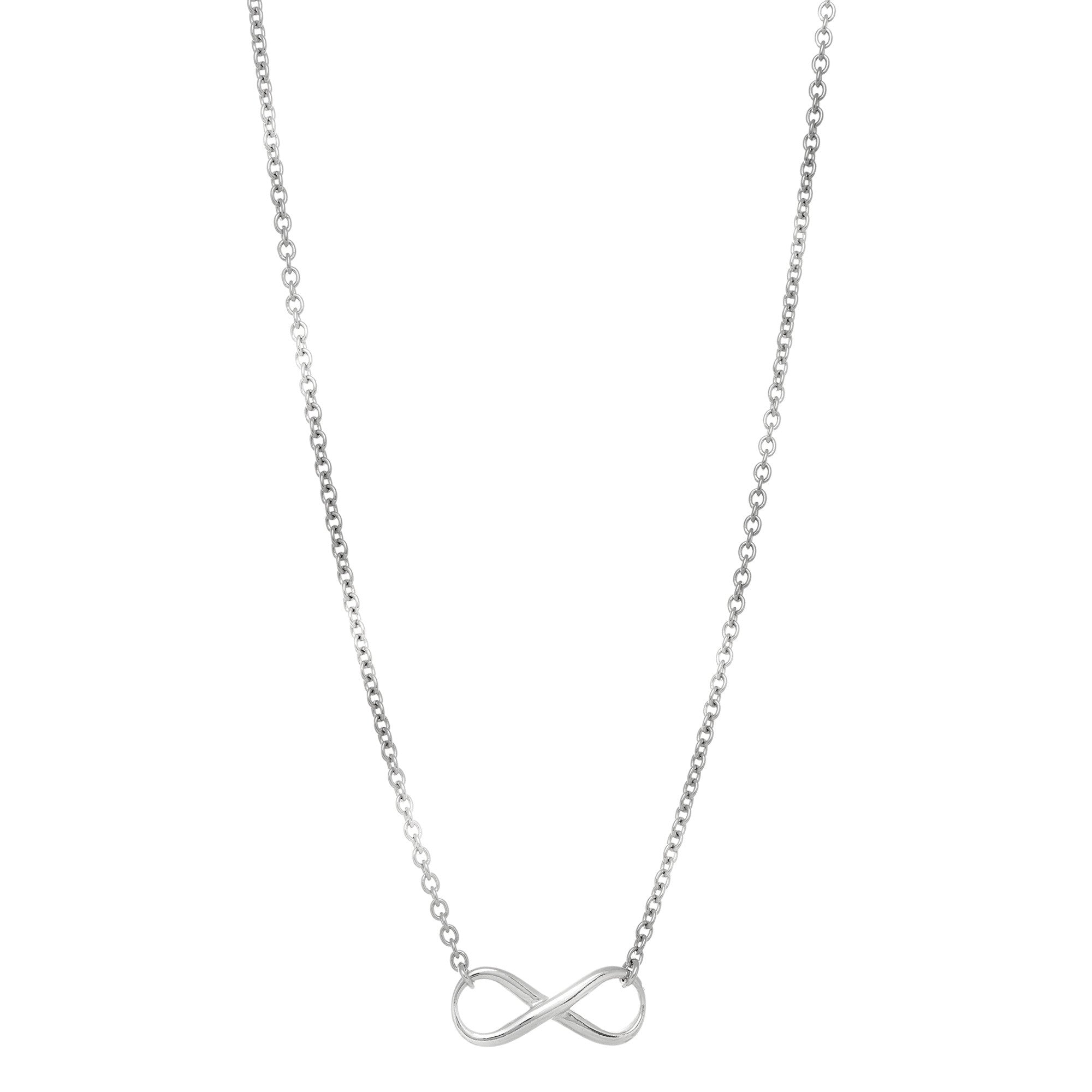 Infinity Sign Link Necklace In Rhodium Plated Sterling Silver - 18 Inches fine designer jewelry for men and women