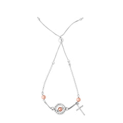Sterling Silver Triple Stand Diamond Cut Beads Adjustable Bolo Friendship Bracelet , 9.25" fine designer jewelry for men and women