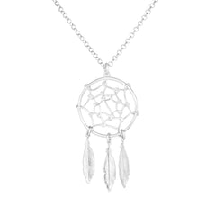 Sterling Silver Dream Catcher Charm Necklace, 17" fine designer jewelry for men and women