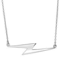 Sterling Silver Thunderbolt Lightning Sideways Pendant Necklace, 18" fine designer jewelry for men and women