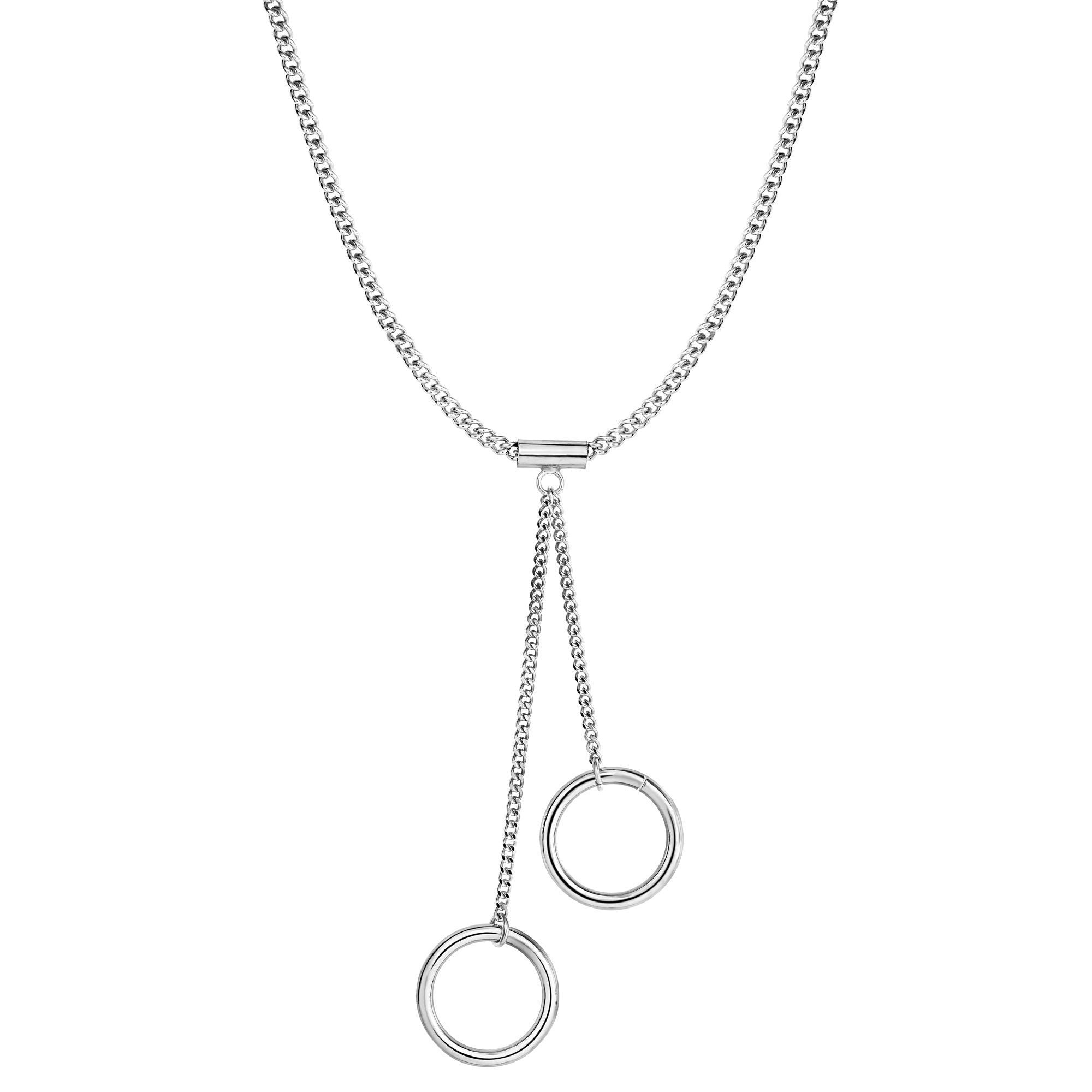 Sterling Silver Circle Charms Fancy Necklace, 28" fine designer jewelry for men and women