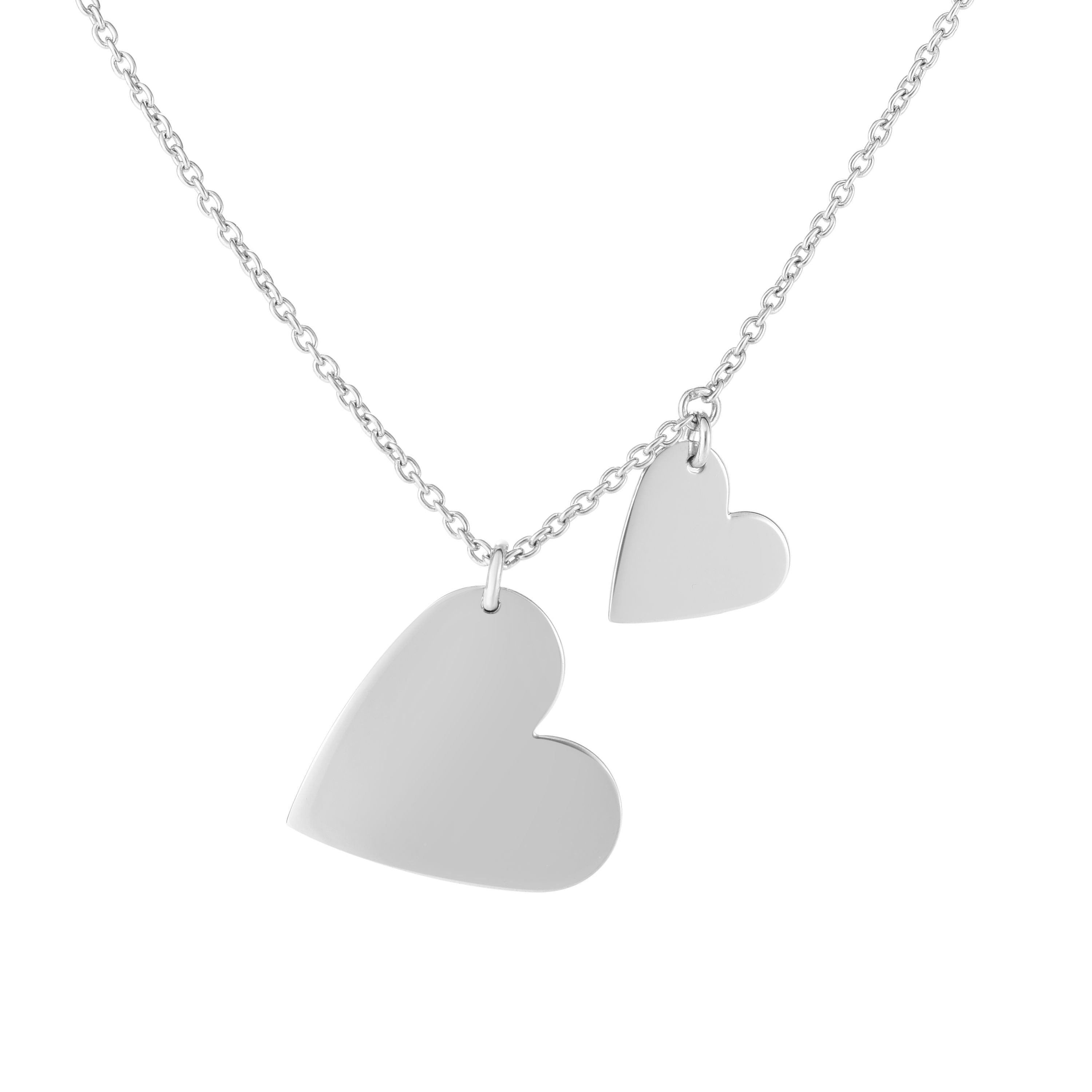 Sterling Silver Heart Charms Necklace, 18" fine designer jewelry for men and women