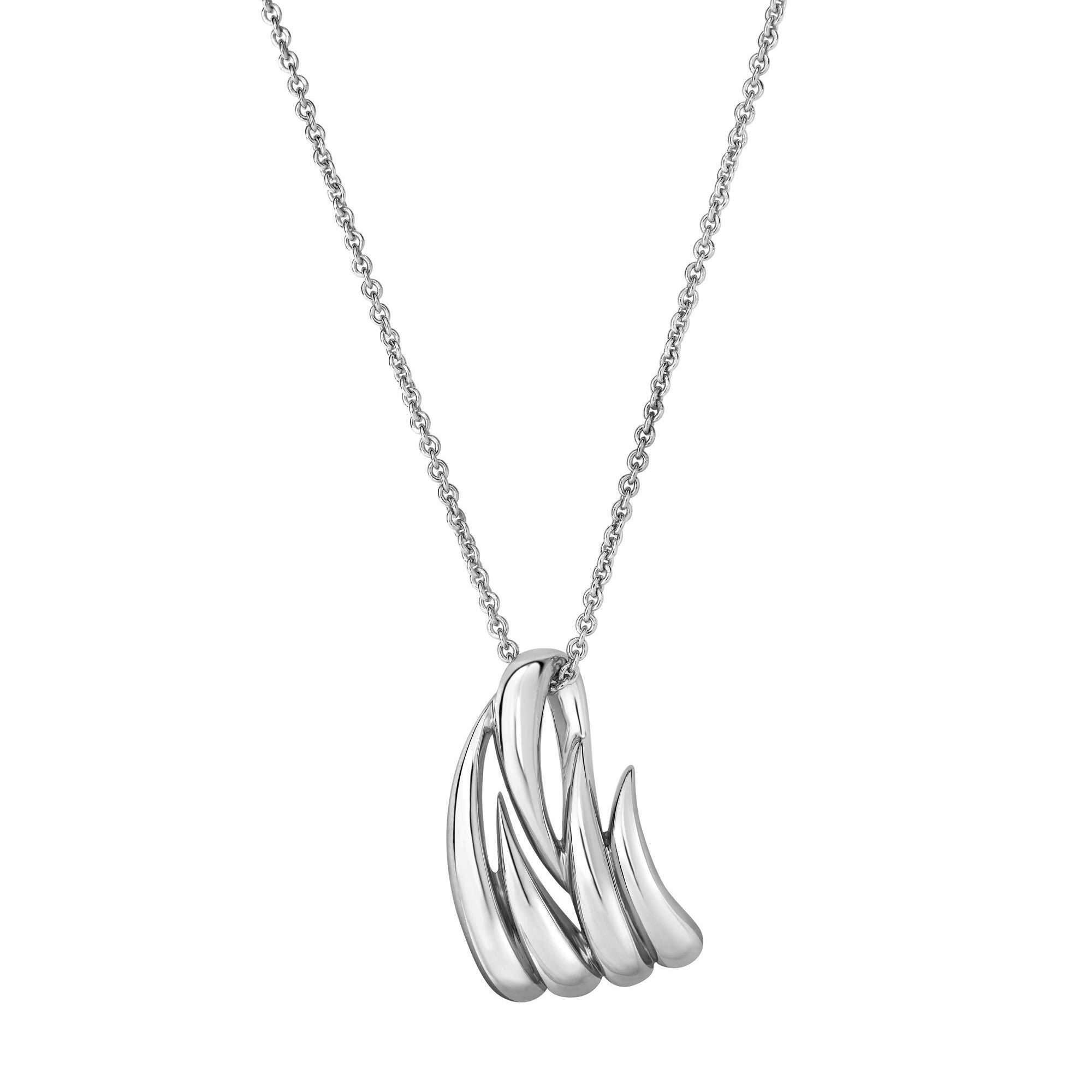 Sterling Silver Vine Leaf Pendant Womens Necklace, 18" fine designer jewelry for men and women