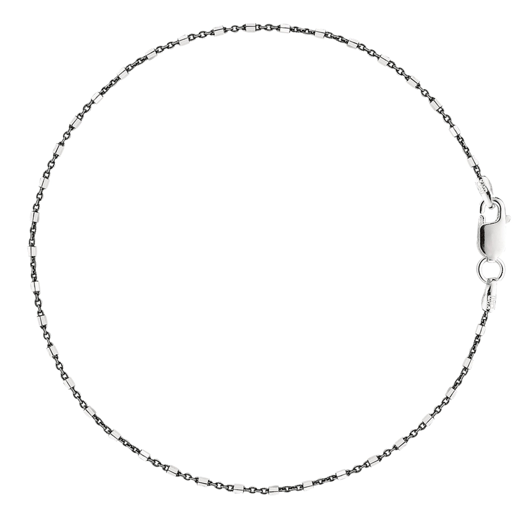 Black And White Barrel Bead Style Chain Anklet In Sterling Silver fine designer jewelry for men and women