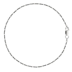 Black And White Barrel Bead Style Chain Anklet In Sterling Silver