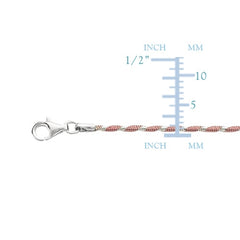 Pink And White Diamond Cut Anklet In Sterling Silver, 10" fine designer jewelry for men and women