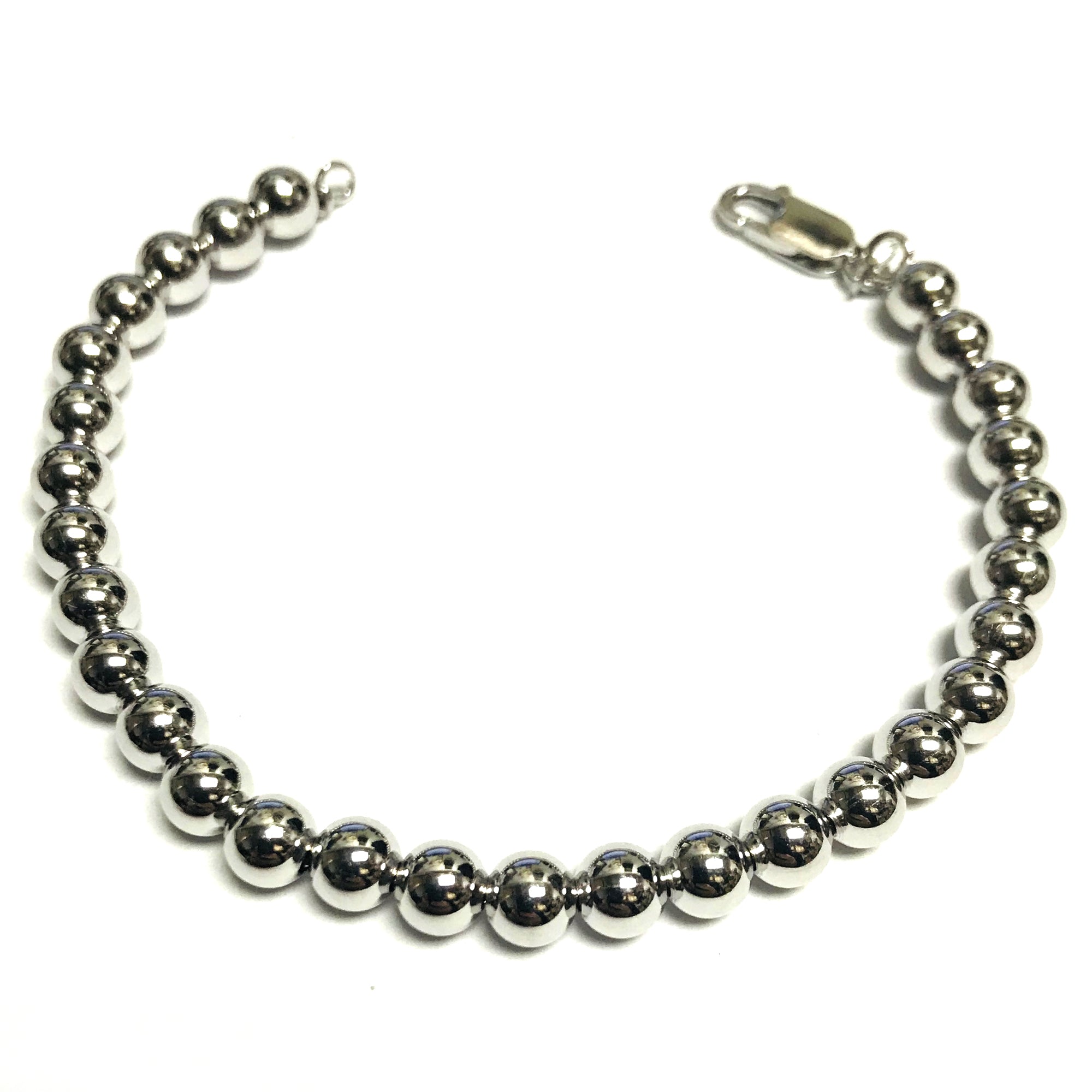 Sterling Silver Bead Women's Bracelet, 7.5"