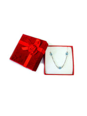 Blue Synthetic Resin Bead Chain Anklet In Sterling Silver