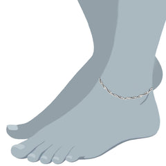 Braided Bead And Snake Style Chain Anklet In Sterling Silver