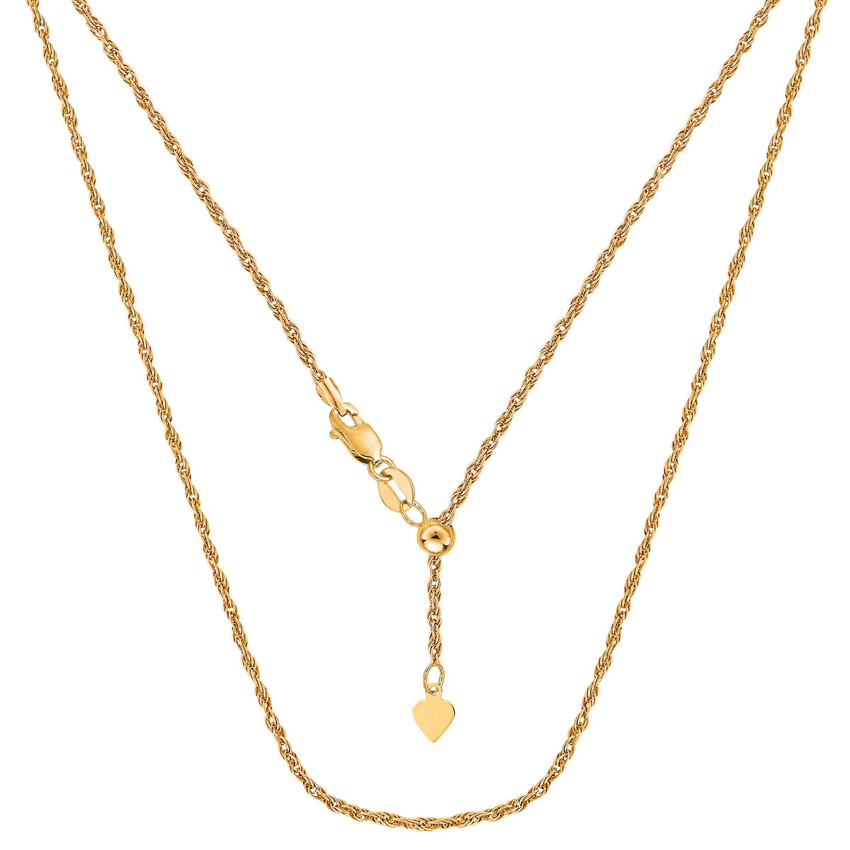14k Yellow Gold Adjustable Rope Chain Necklace, 1.0mm, 22" fine designer jewelry for men and women