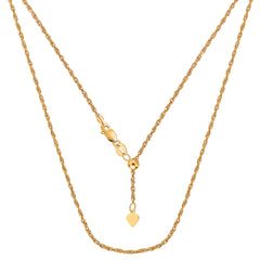 14k Yellow Gold Adjustable Rope Chain Necklace, 1.0mm, 22" fine designer jewelry for men and women