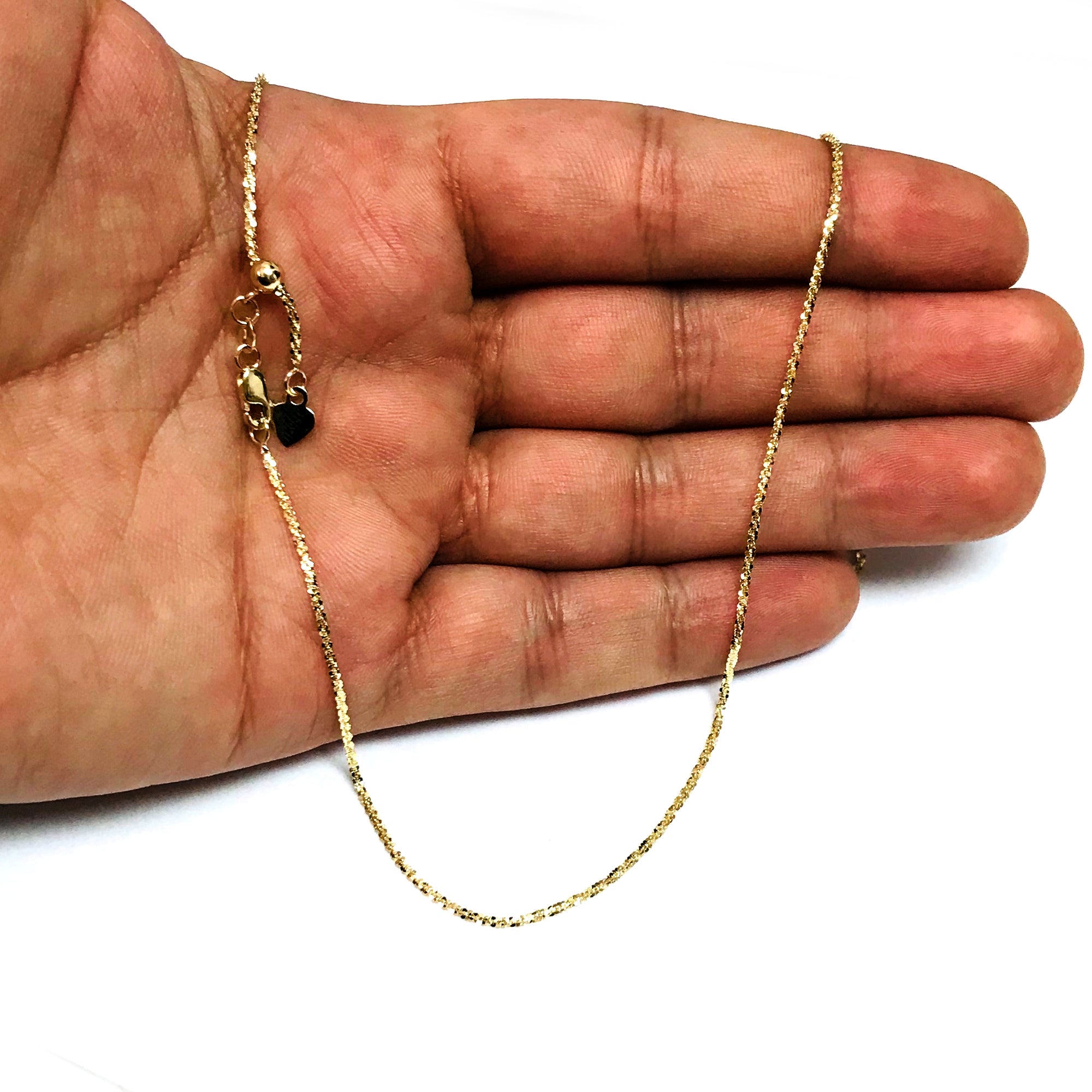 14k Yellow Gold Adjustable Sparkle Chain Necklace, 1.5mm, 22" fine designer jewelry for men and women