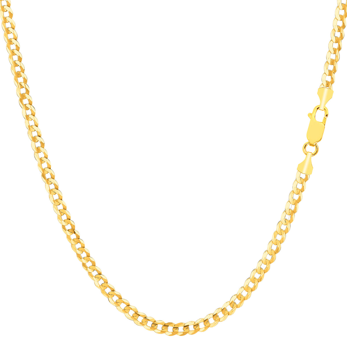 14k Yellow Solid Gold Comfort Curb Chain Bracelet, 2.7mm, 10" fine designer jewelry for men and women