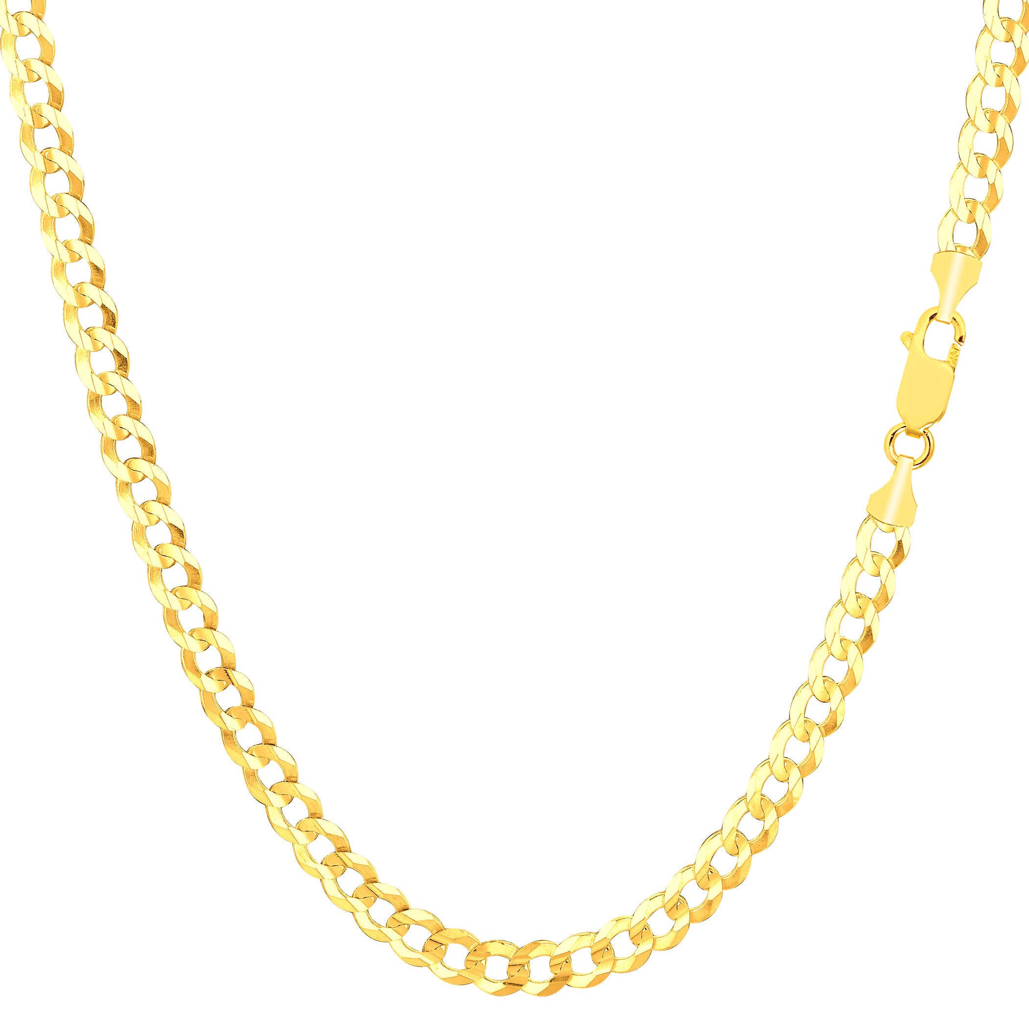 14k Yellow Gold Comfort Curb Chain Necklace, 3.6mm fine designer jewelry for men and women