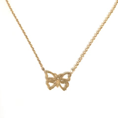 14K Yellow Gold Butterfly Pendant On 17" To 18" Adjustable Necklace fine designer jewelry for men and women