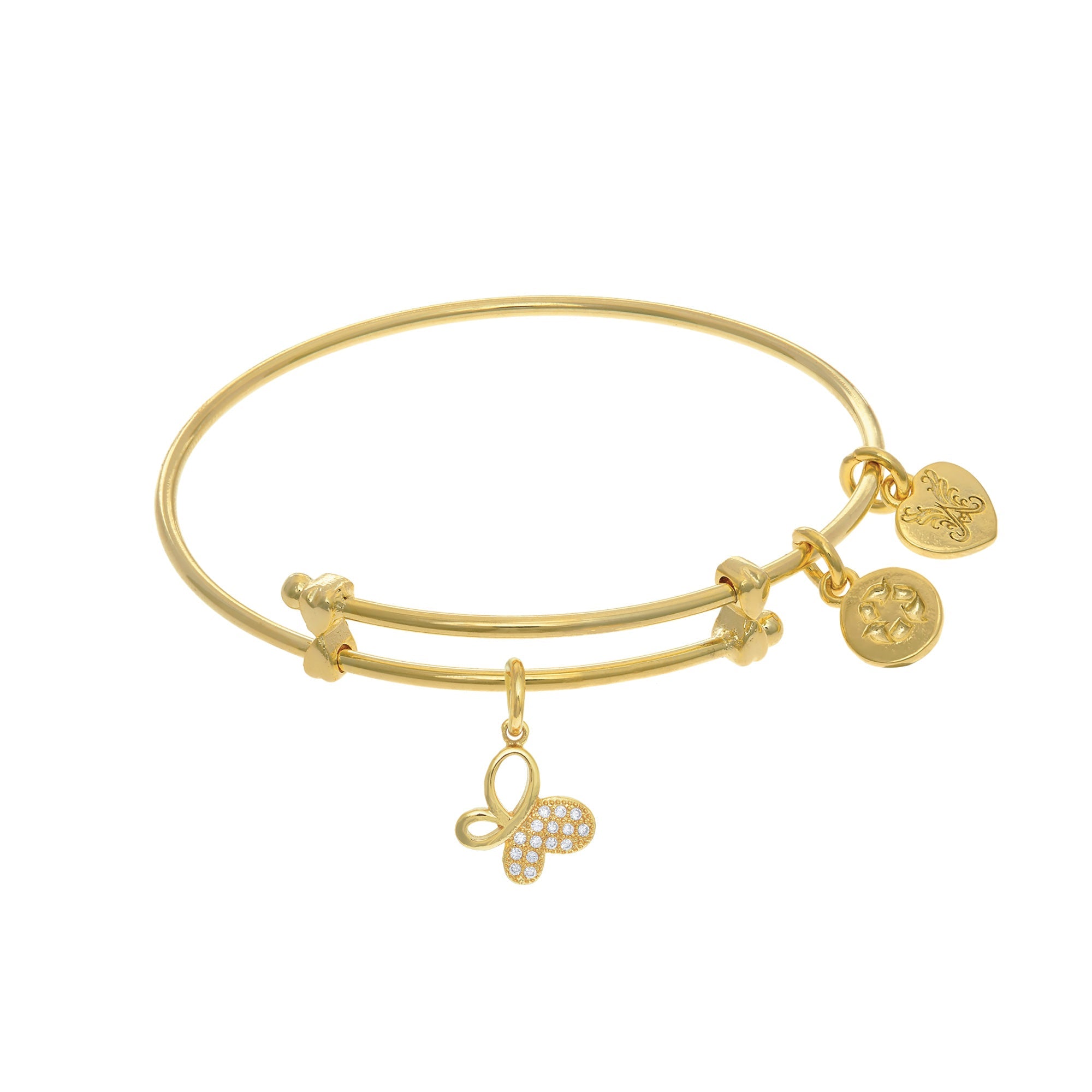 Butterfly Charm Adjustable Bangle Girls Bracelet - JewelryAffairs