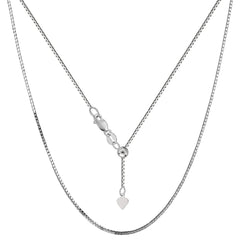 14k White Gold Adjustable Box Link Chain Necklace, 0.85mm, 22" fine designer jewelry for men and women