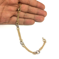 14k Yellow Gold Triple Stranded Gourmette Chain Bracelet, 7.5" fine designer jewelry for men and women