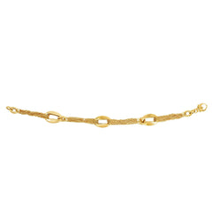 14k Yellow Gold Three Curved Oval Link Multi Stranded Cable Chain Bracelet, 7.5" fine designer jewelry for men and women