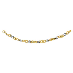 14k Yellow And White Gold White Rings On Yellow Marquis Link Bracelet, 7.75" fine designer jewelry for men and women