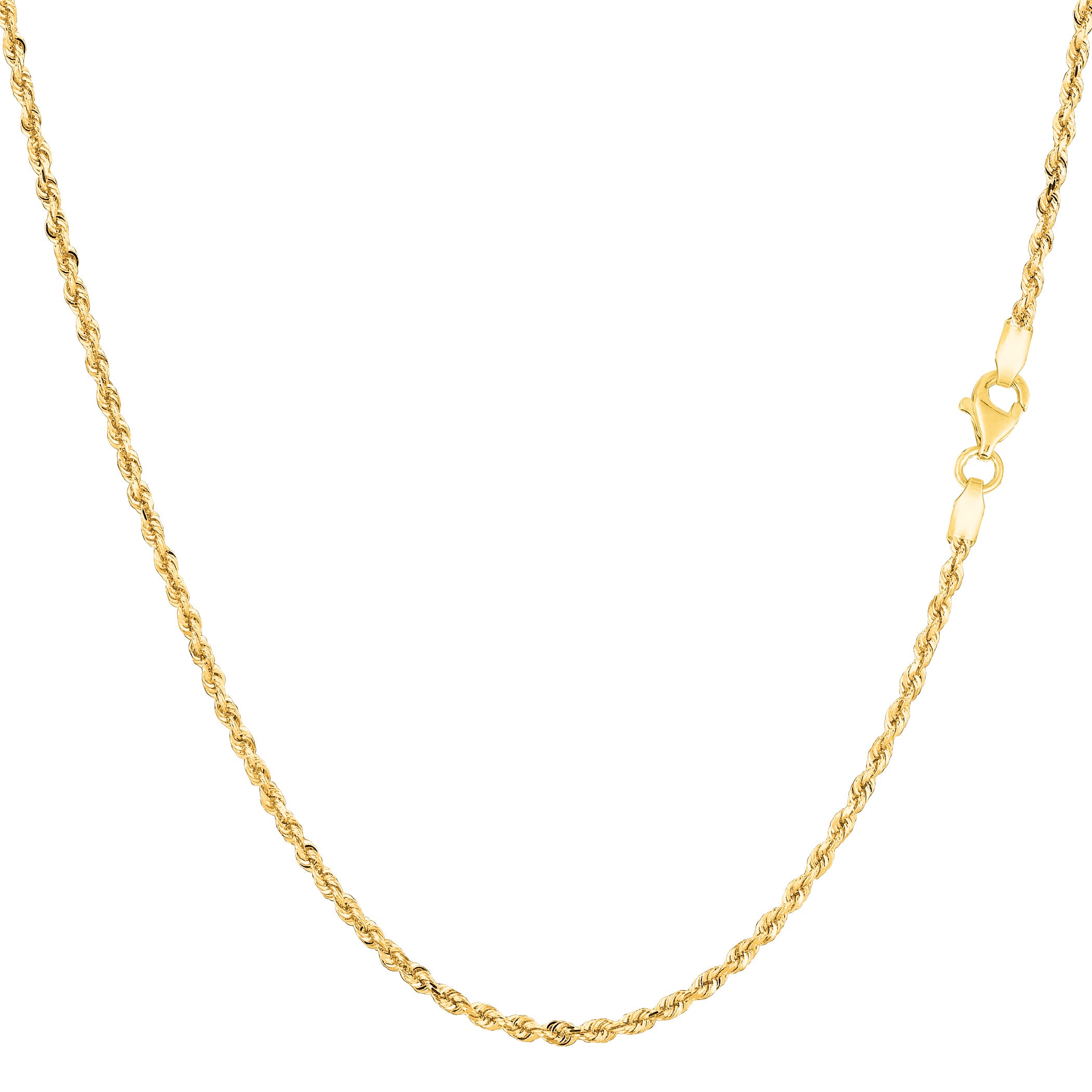14k Yellow Solid Gold Diamond Cut Rope Chain Necklace , 1.25mm fine designer jewelry for men and women