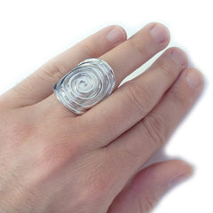 Greek Spira Eternity Pattern Ring In Rhodium Plated Sterling Silver fine designer jewelry for men and women