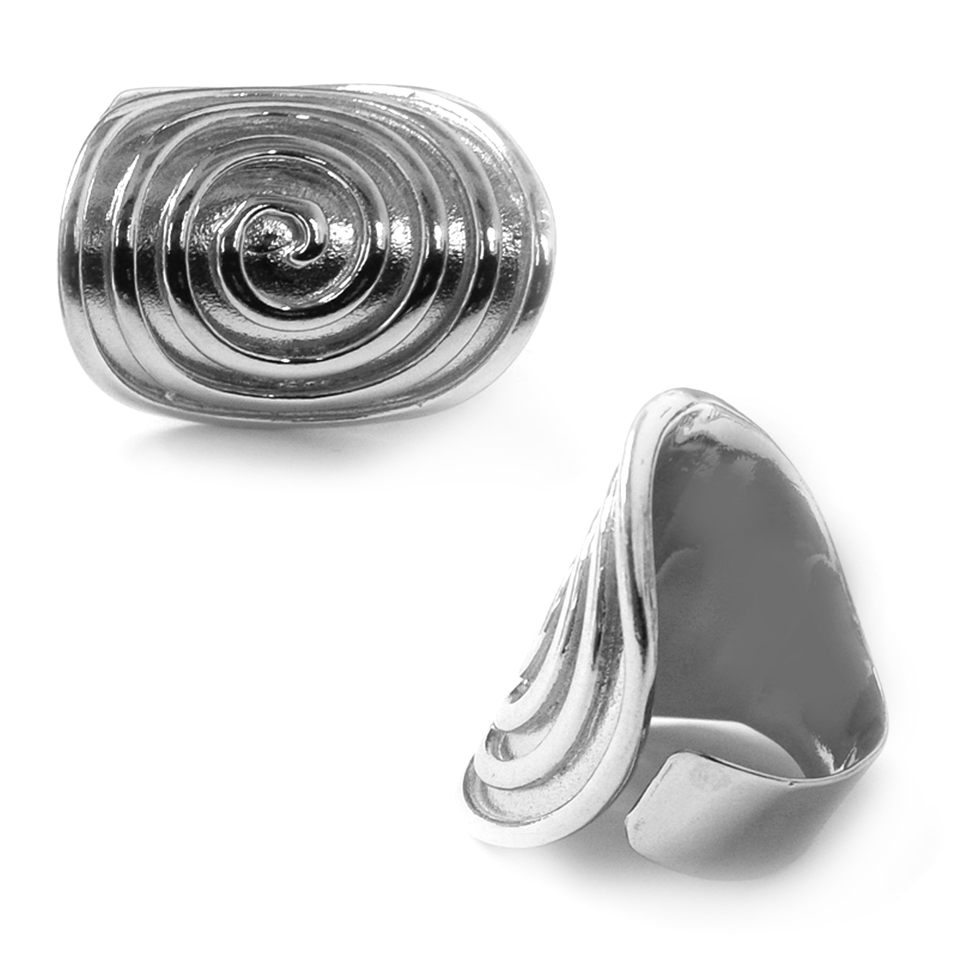 Greek Spira Eternity Pattern Ring In Rhodium Plated Sterling Silver