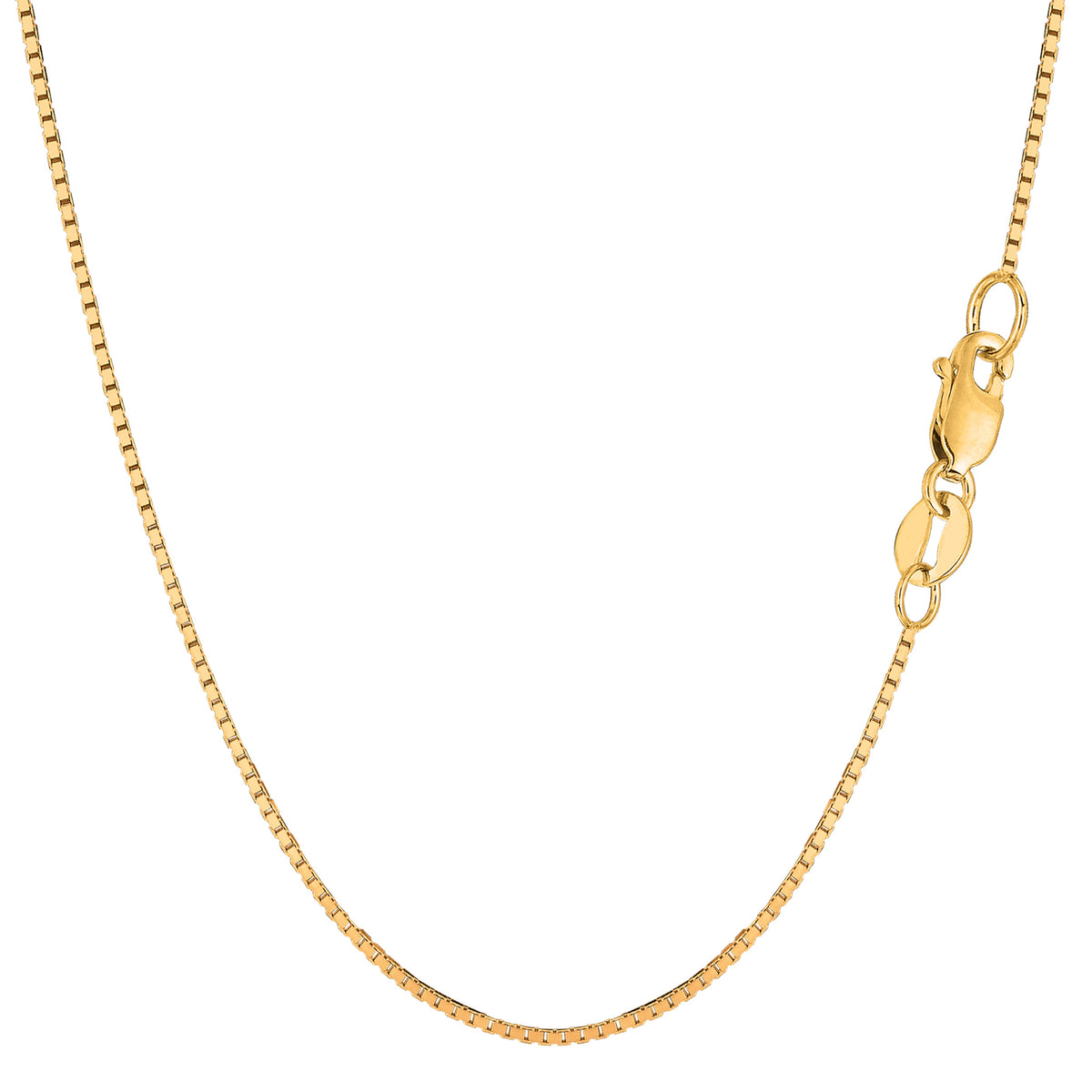 14k Yellow Solid Gold Mirror Box Chain Necklace, 1mm fine designer jewelry for men and women