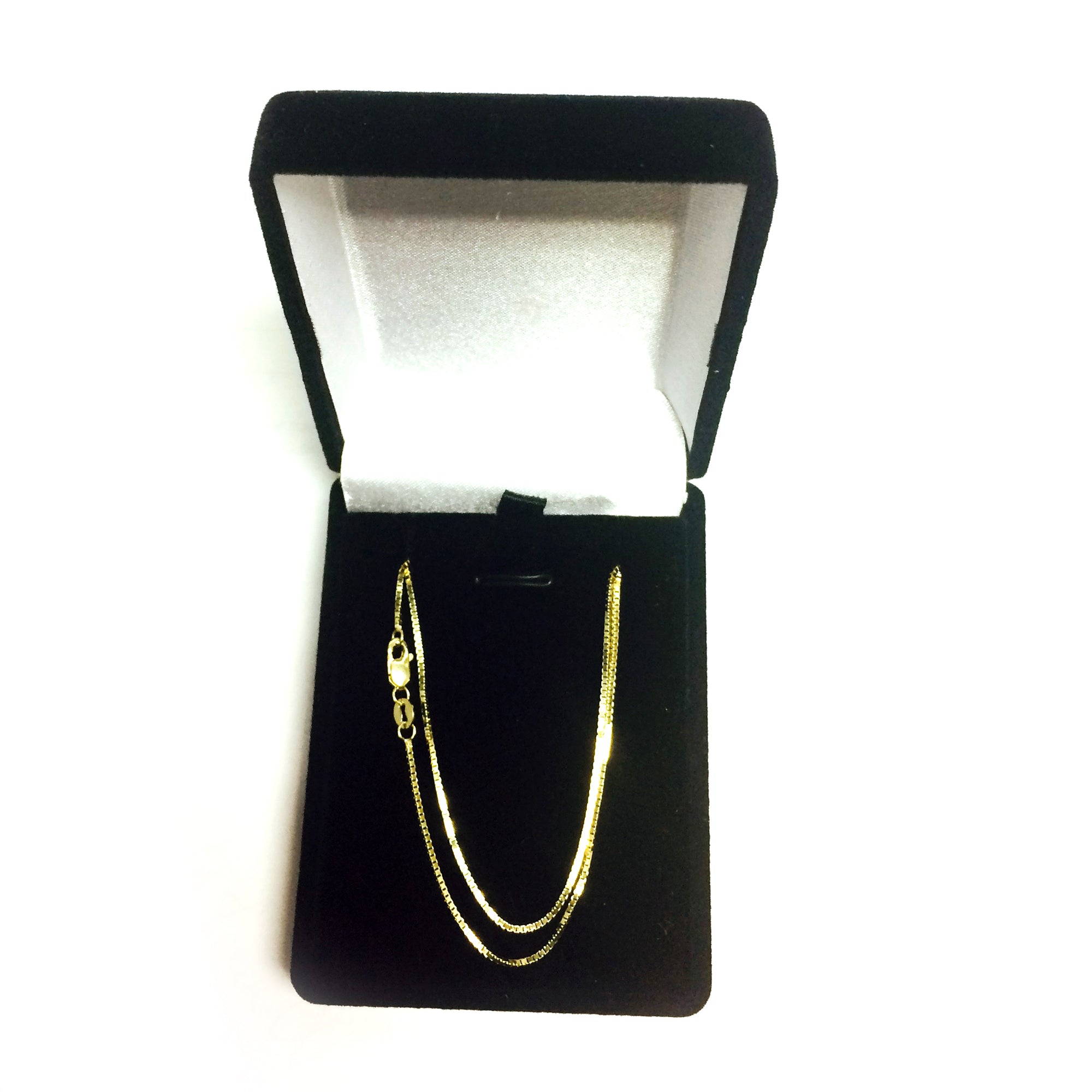 14k Yellow Solid Gold Mirror Box Chain Necklace, 1mm fine designer jewelry for men and women