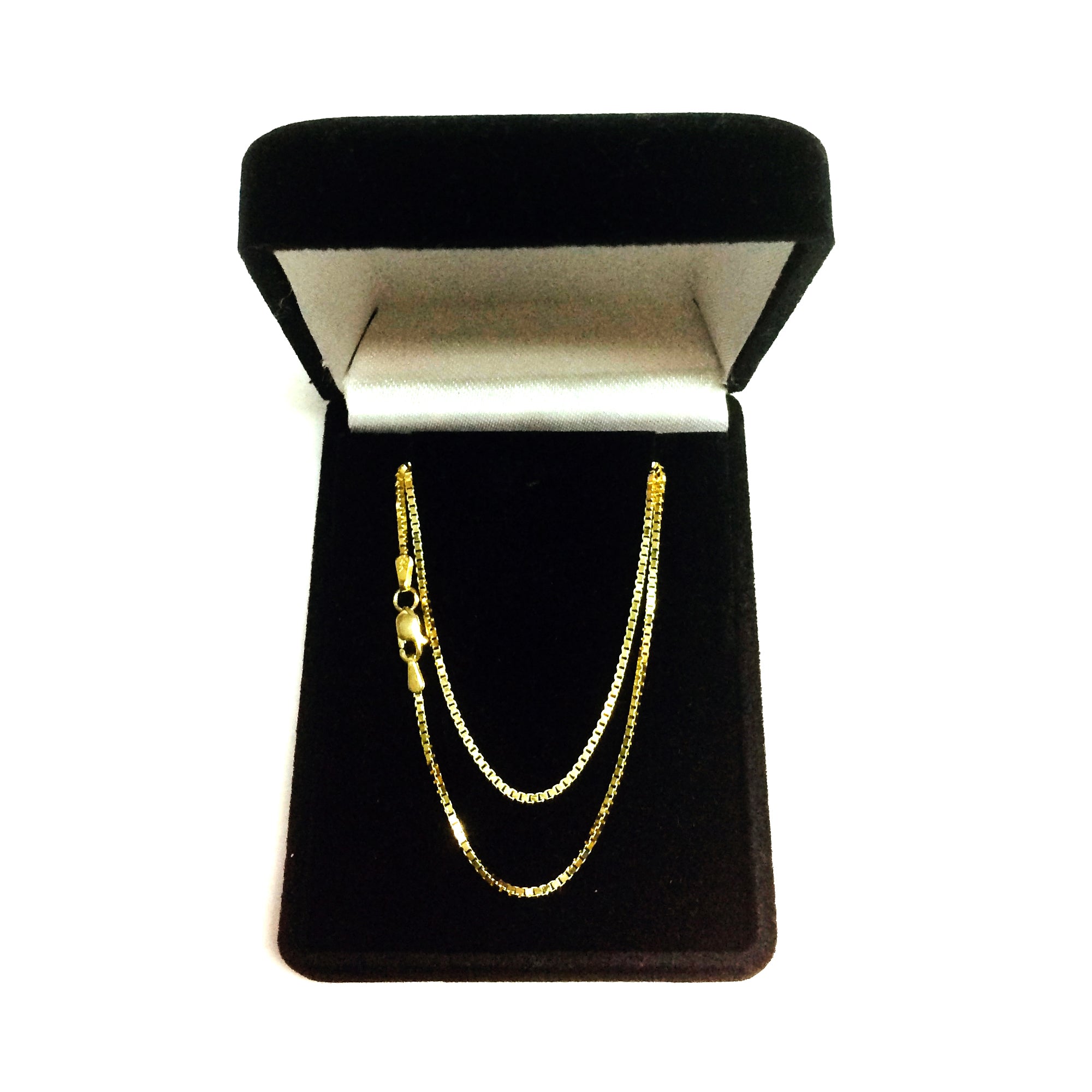 14k Yellow Solid Gold Mirror Box Chain Necklace, 1.2mm fine designer jewelry for men and women